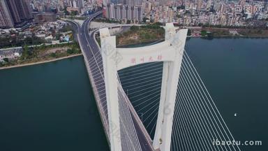 广东航拍潮州大桥建筑景观